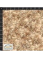 Stof Fabrics Flowers in the Wind - Flowers and Branches - Brown - Coupon - 90 cm x 110 cm