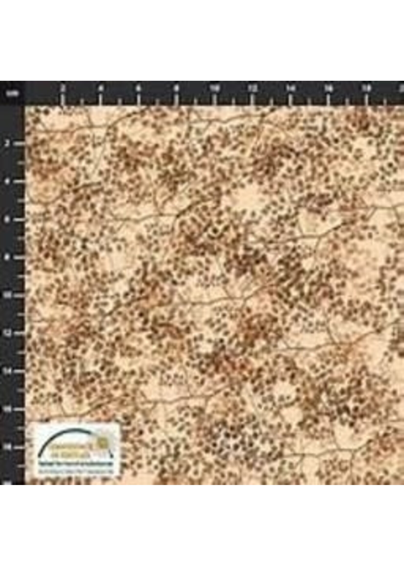 Stof Fabrics Flowers in the Wind - Flowers and Branches - Brown - Coupon - 90 cm x 110 cm