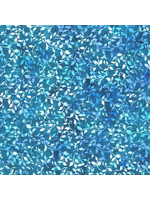 Hoffman Fabrics Bali Handpaint - 711 - Blad - Blauw - Coupon - 100 cm x 110 cm