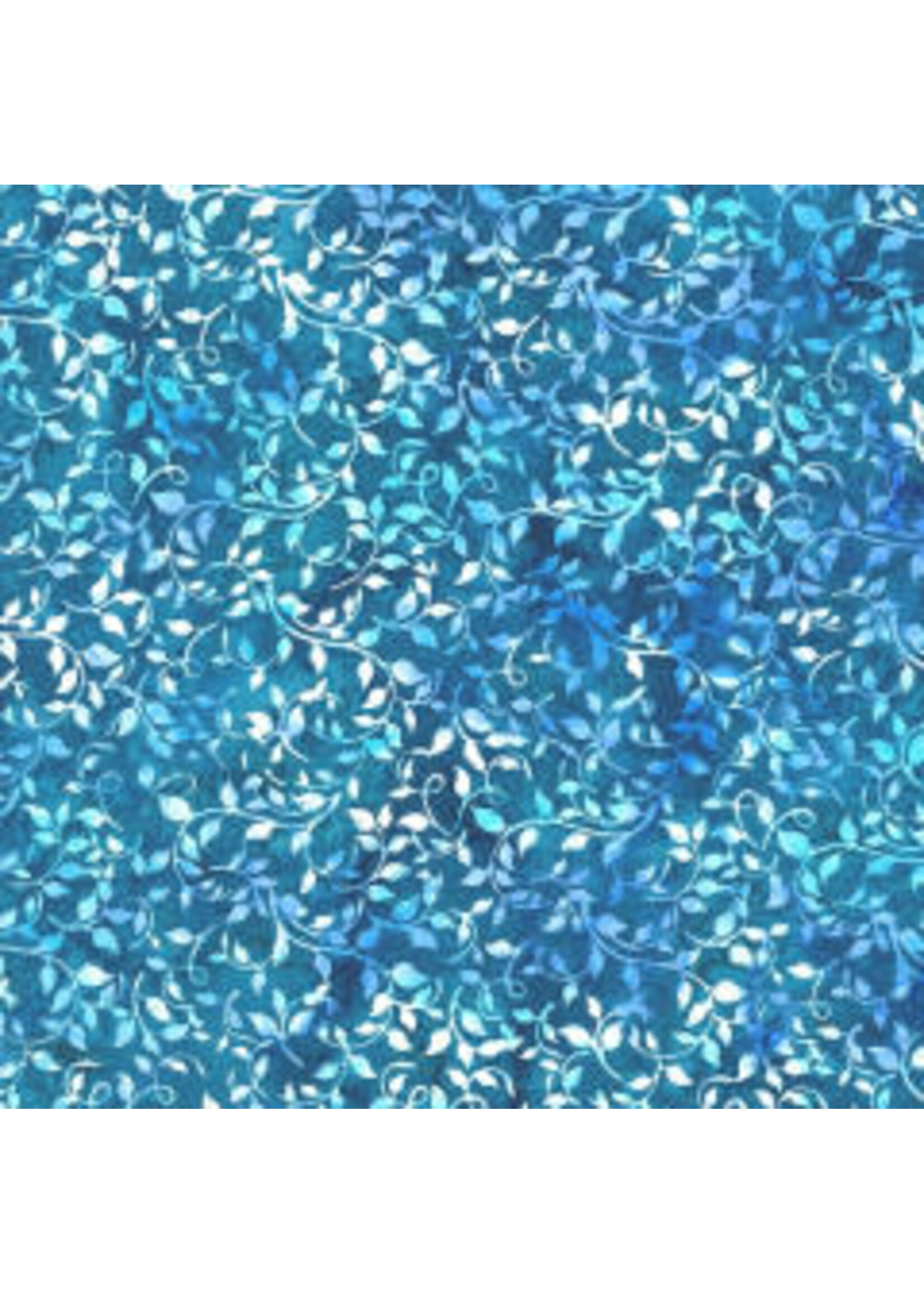 Hoffman Fabrics Bali Handpaint - 711 - Blad - Blauw - Coupon - 100 cm x 110 cm