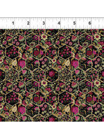 In The Beginning Garden Delights - Hexagons - Magenta - Coupon - 100 cm x 110 cm