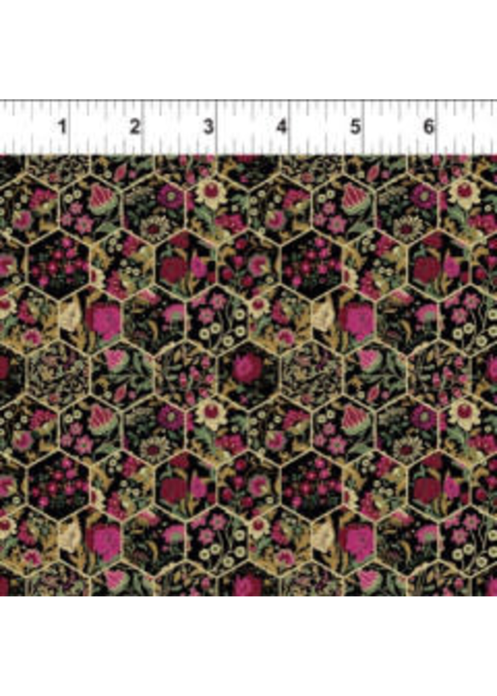 In The Beginning Garden Delights - Hexagons - Magenta - Coupon - 100 cm x 110 cm
