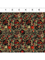 In The Beginning Garden Delights - Hexagons - Red - Coupon - 100 cm x 110 cm