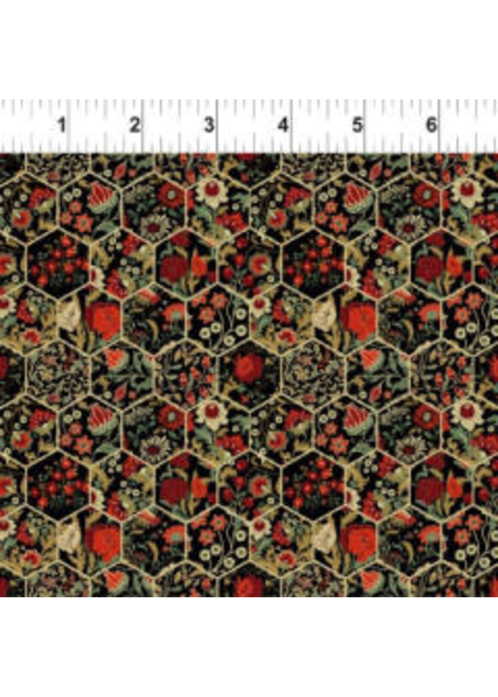 In The Beginning Garden Delights - Hexagons - Red - Coupon - 100 cm x 110 cm