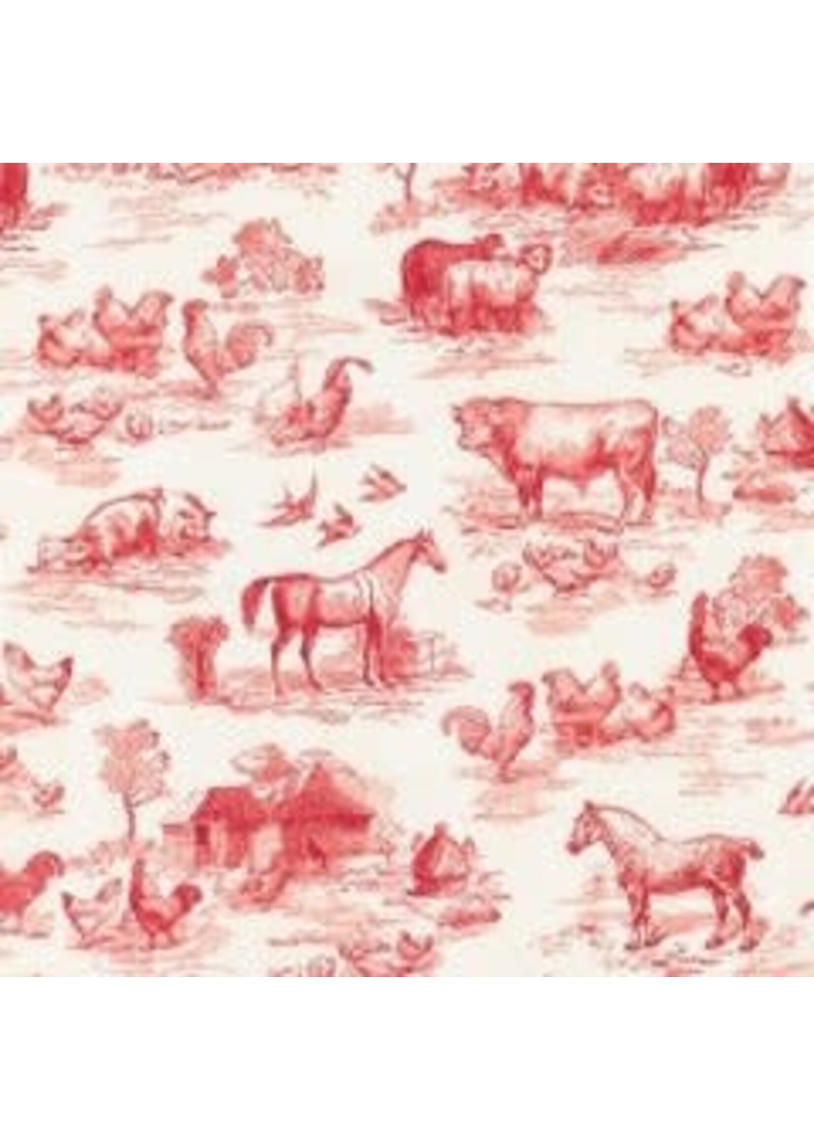 Robert Kaufman Down On The Farm - Red - Digital - Coupon - 100 cm x 110 cm
