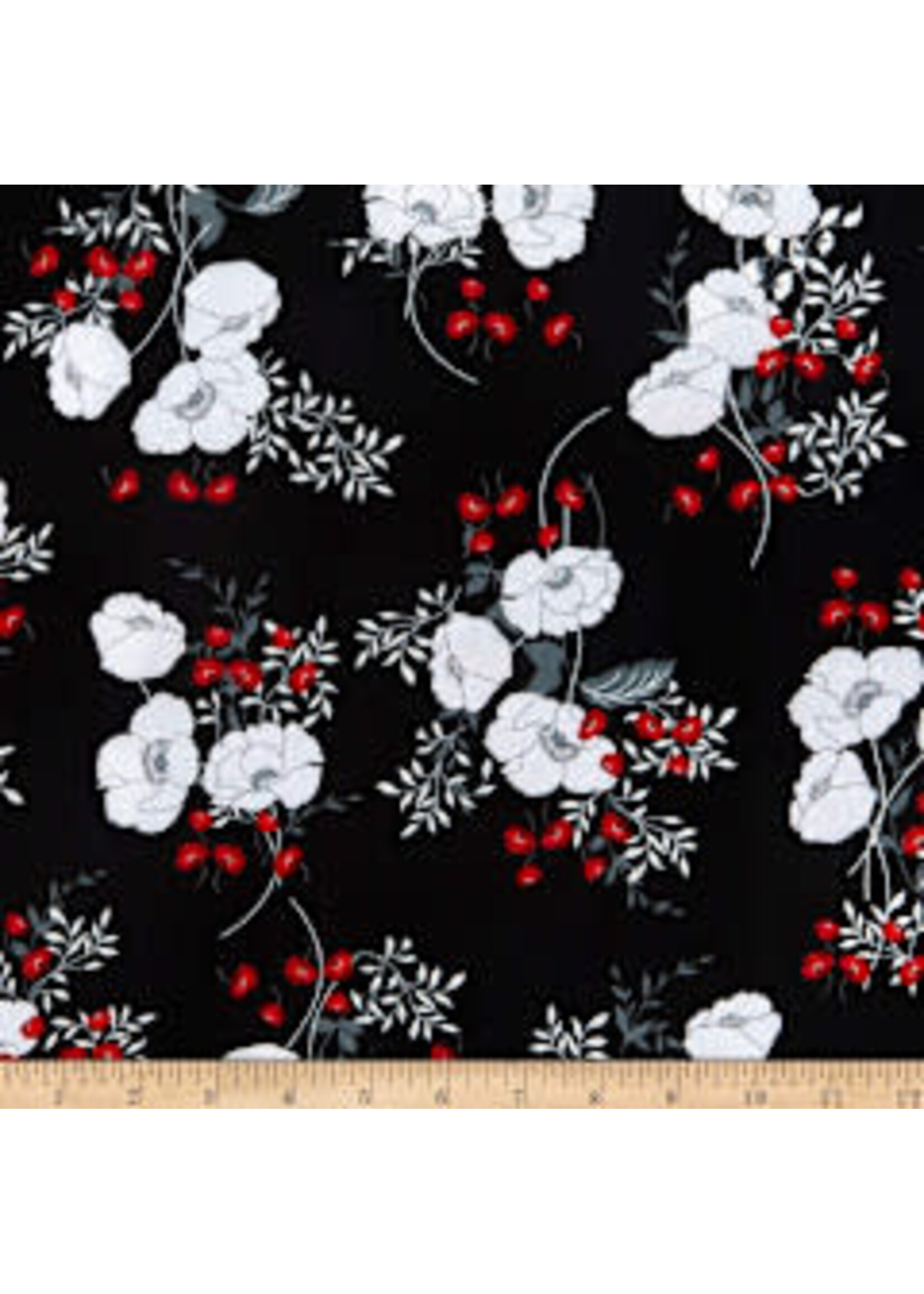 Kanvas Studio Poppy Bouquets - Black - Coupon - 75 cm x 110 cm
