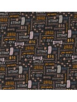 Fossil Rim - Words - Grey - Coupon - 100cm x 110cm