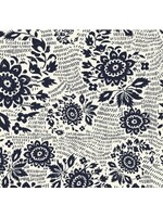Sashiko - Floral - White Black - Coupon - 100cm x 110cm