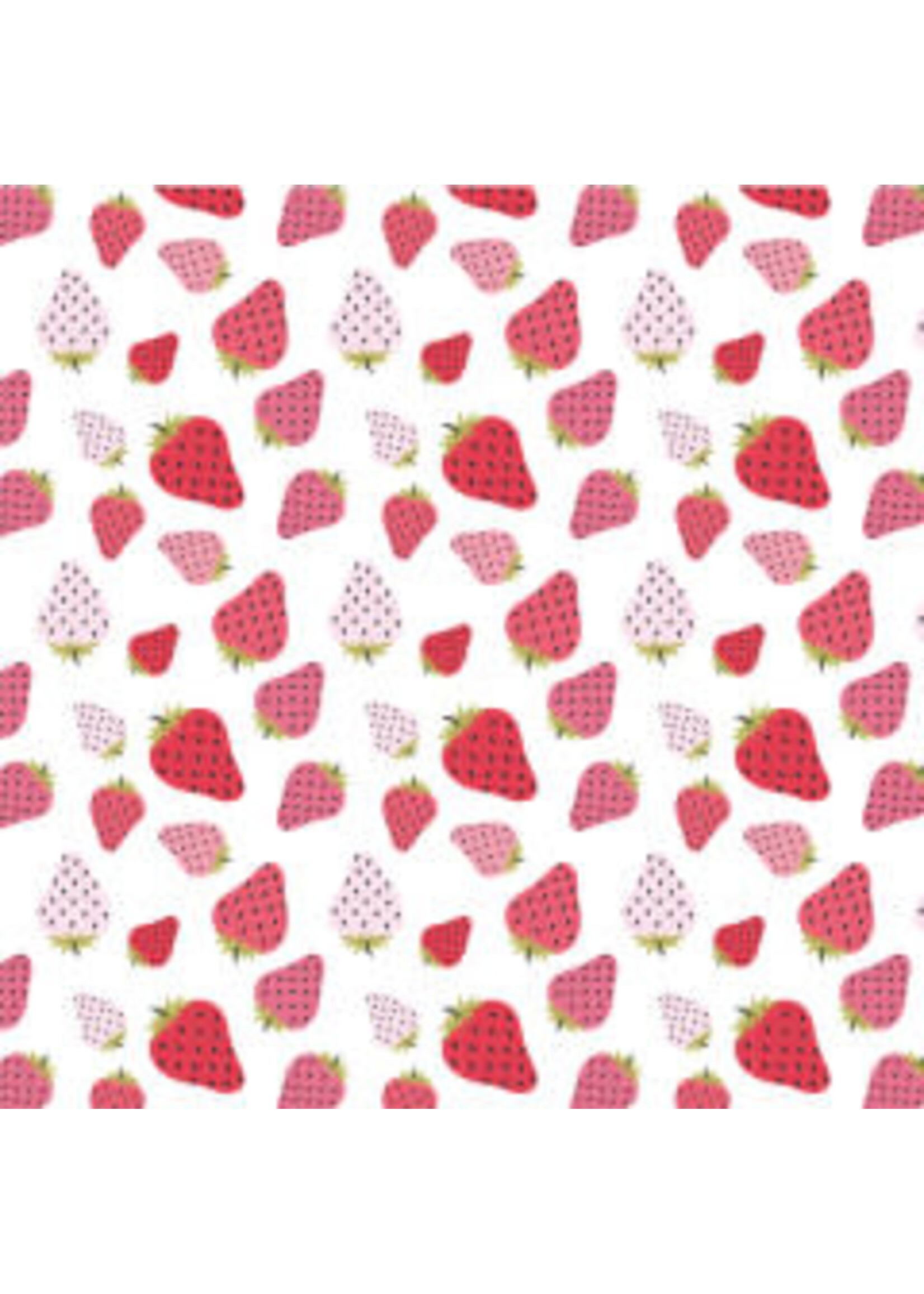Poppie Cotton Prairie Sisters Homestead - Strawberry Patch - White - Coupon - 80 cm x 110 cm