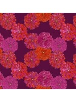 Windham Fabrics Happy Chance - Mums - Plum - Coupon - 40 cm x 110 cm