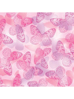 Benartex Studio Butterfly Whisper - Pink Rose - Coupon - 90 cm x 275 cm