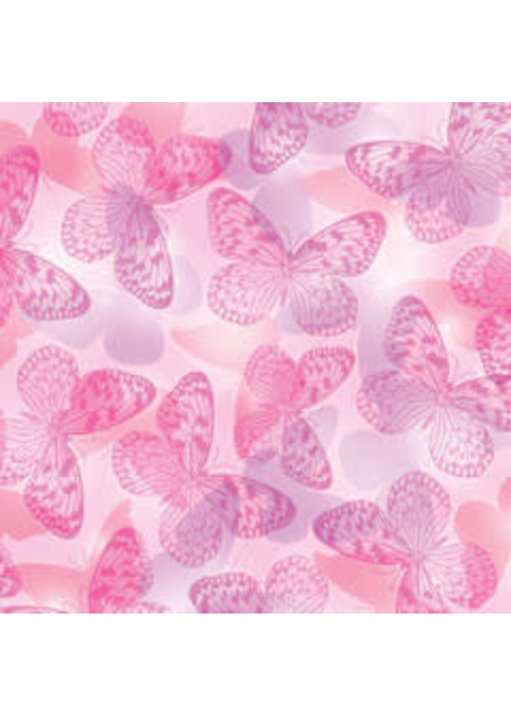 Benartex Studio Butterfly Whisper - Pink Rose - Coupon - 90 cm x 275 cm