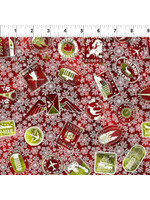 In The Beginning Winter Around The World - Stamps - Red - Coupon - 60 cm x 110 cm
