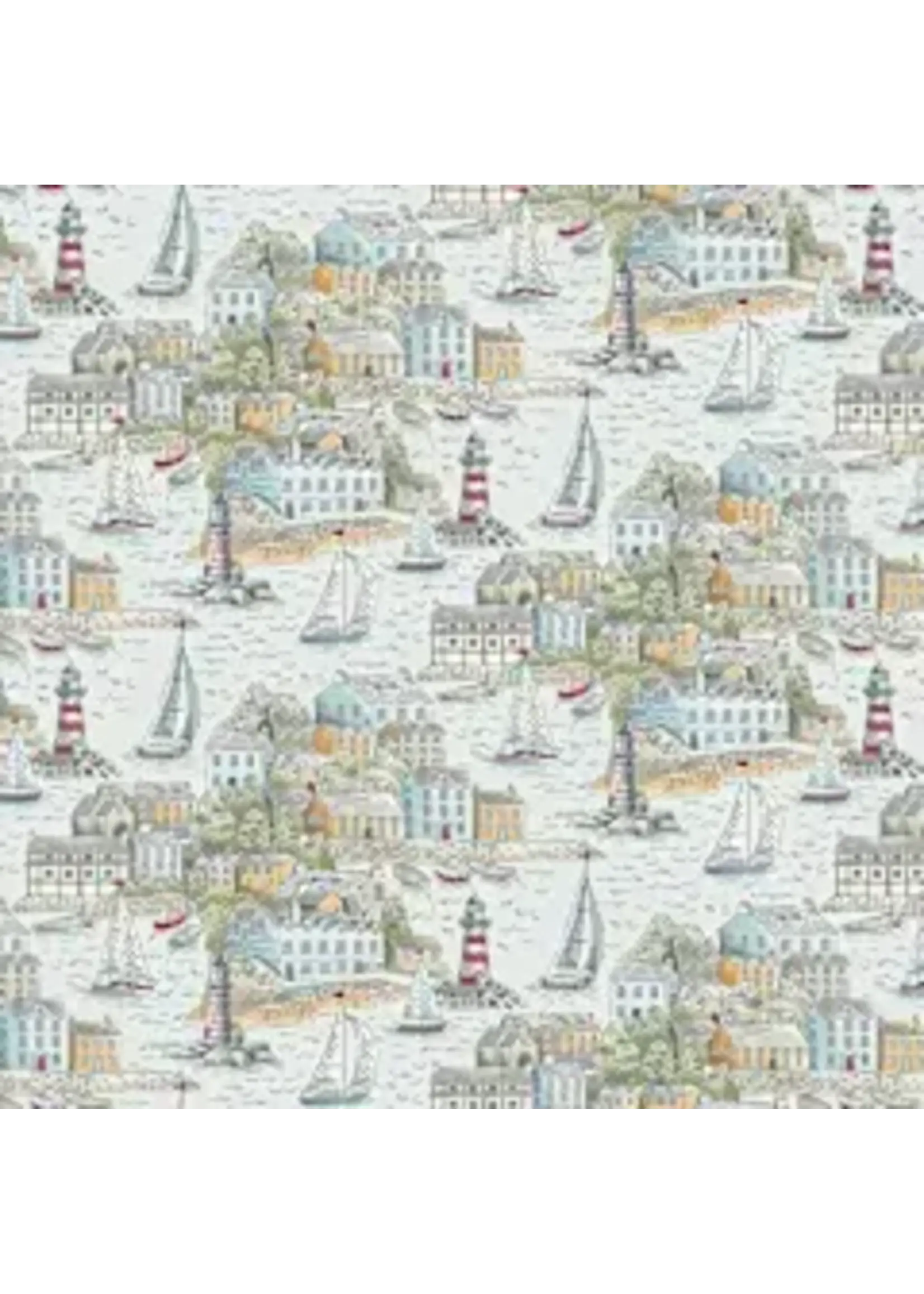 Makower High Tide - Harbour View - Light Blue - Coupon - 90 cm x 110 cm