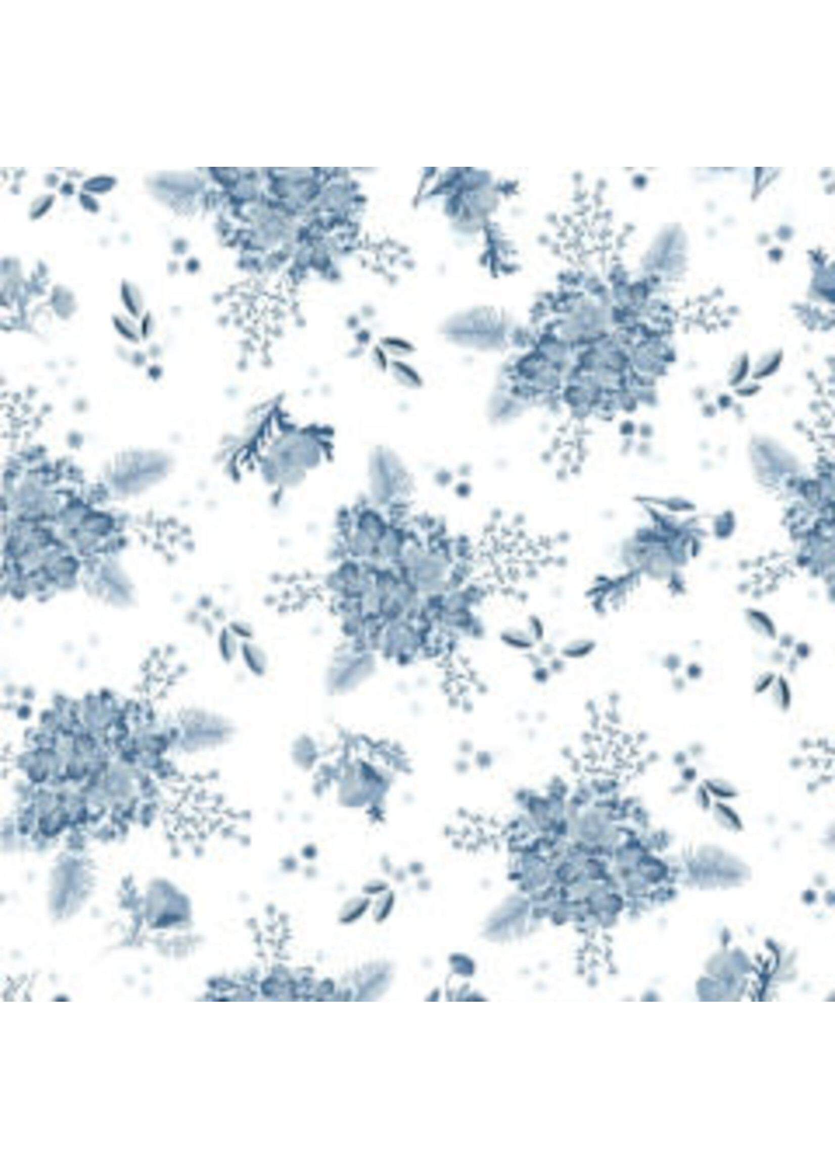 Poppie Cotton Lakeland Blues - Hydrangeas - Light - Coupon - 65 cm x 110 cm