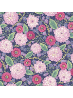 Makower Avalon Bouquet - Blue - Coupon - 100 cm x 110 cm