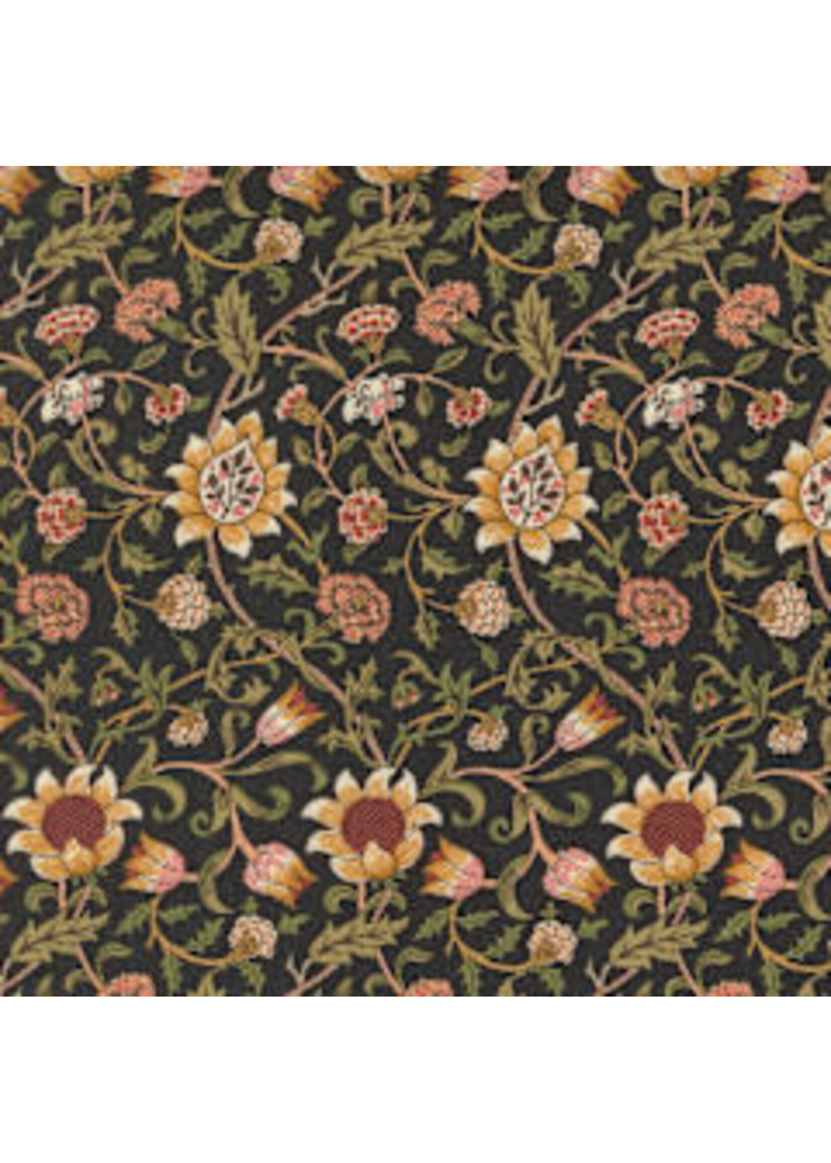 Moda Fabrics Morris Manor - Evenlode Florals - Ebony - Coupon - 70 cm x 110 cm