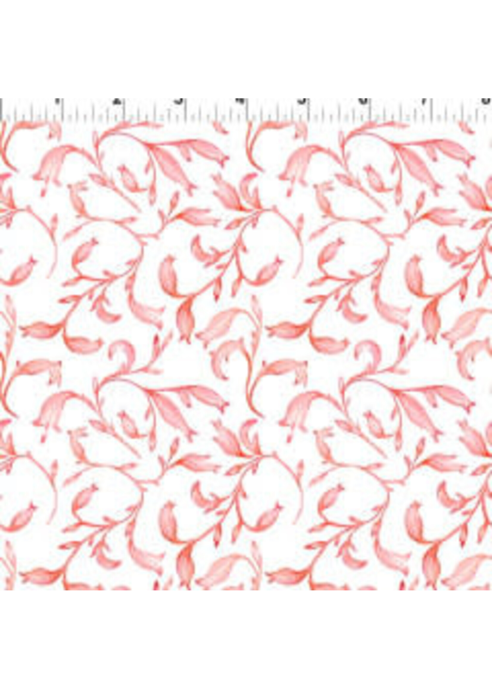 In The Beginning The Patricia Collection - Sprigs - Coral - Coupon - 90 cm x 110 cm