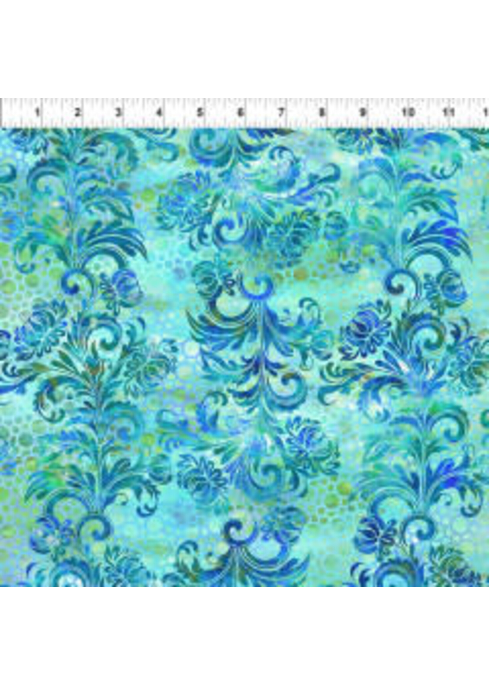 In The Beginning Floragraphix V - Dotted Flourish - Blue - Coupon - 85 cm x 110 cm