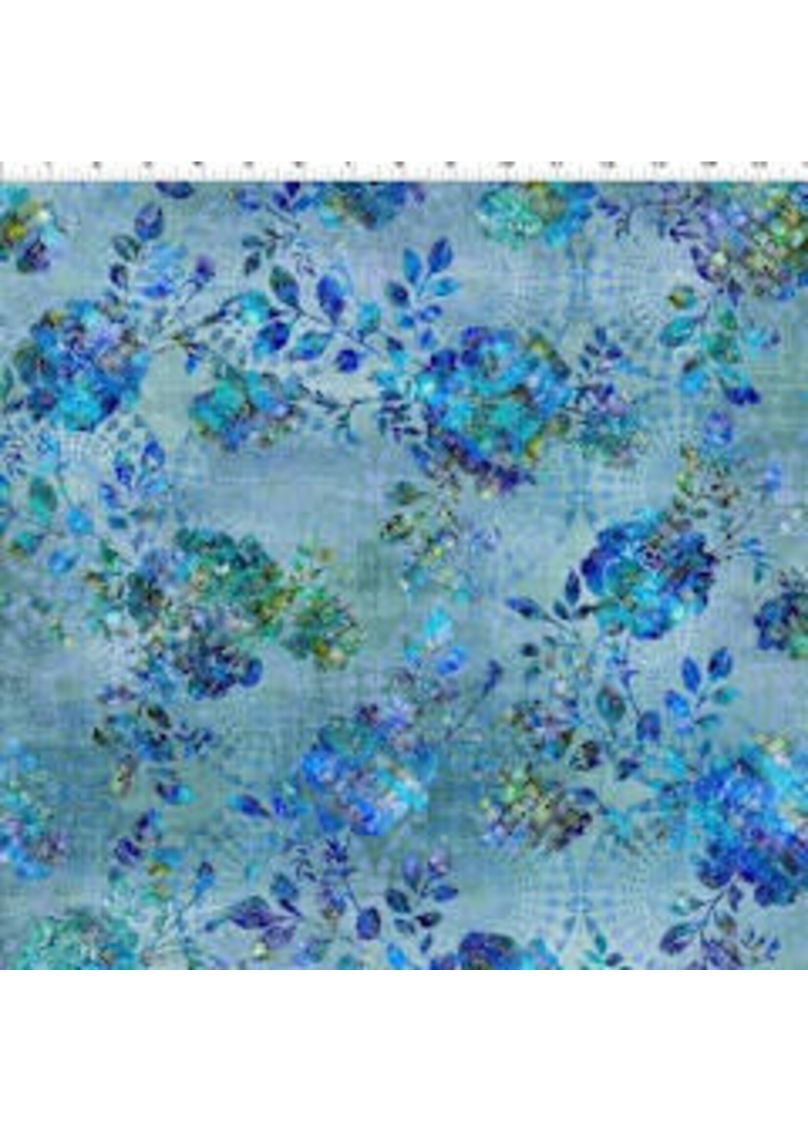 In The Beginning Halcyon II - Roses - Blue - 2HN2 - Coupon - 70 cm x 110 cm