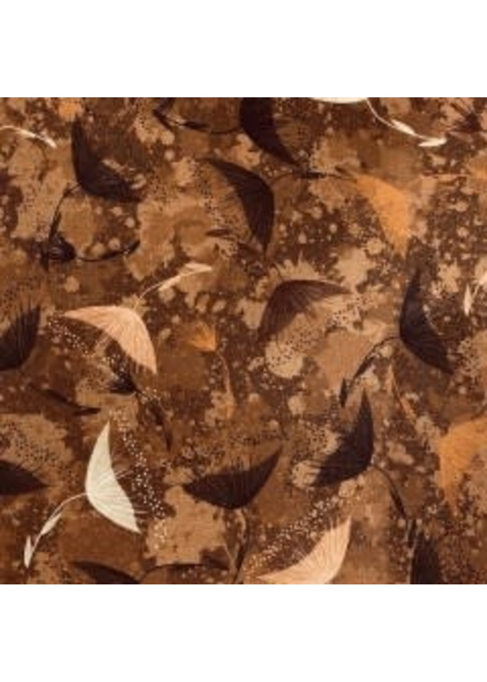 Stof Fabrics Flowers in the Wind - Brown - Coupon - 90 cm x 110 cm