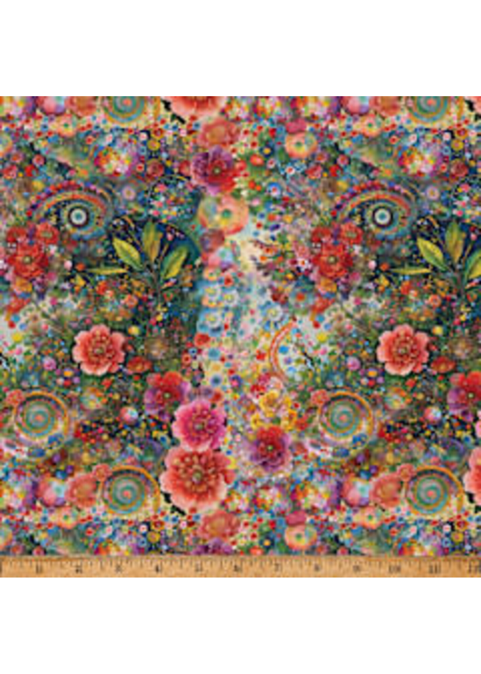 Hoffman Fabrics Whimsical Flower Garden - Multi - Coupon - 95 cm x 110 cm