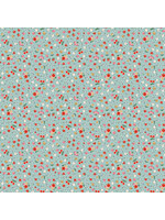 Poppie Cotton Home Sweet Home - Bitty Blossoms - Blue - Coupon - 100 cm x 110 cm