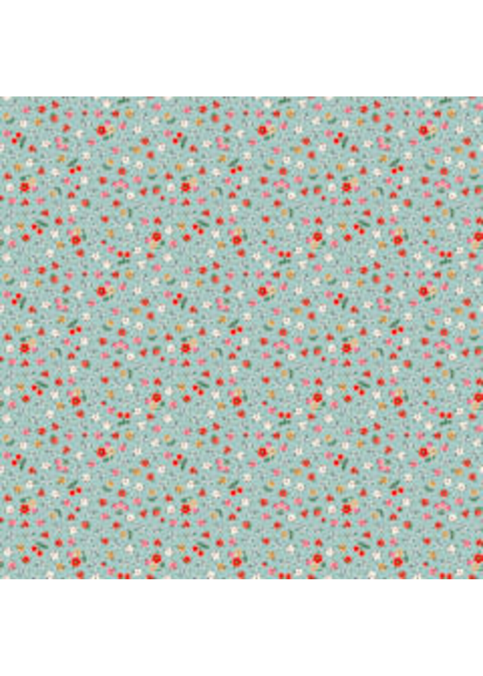 Poppie Cotton Home Sweet Home - Bitty Blossoms - Blue - Coupon - 100 cm x 110 cm