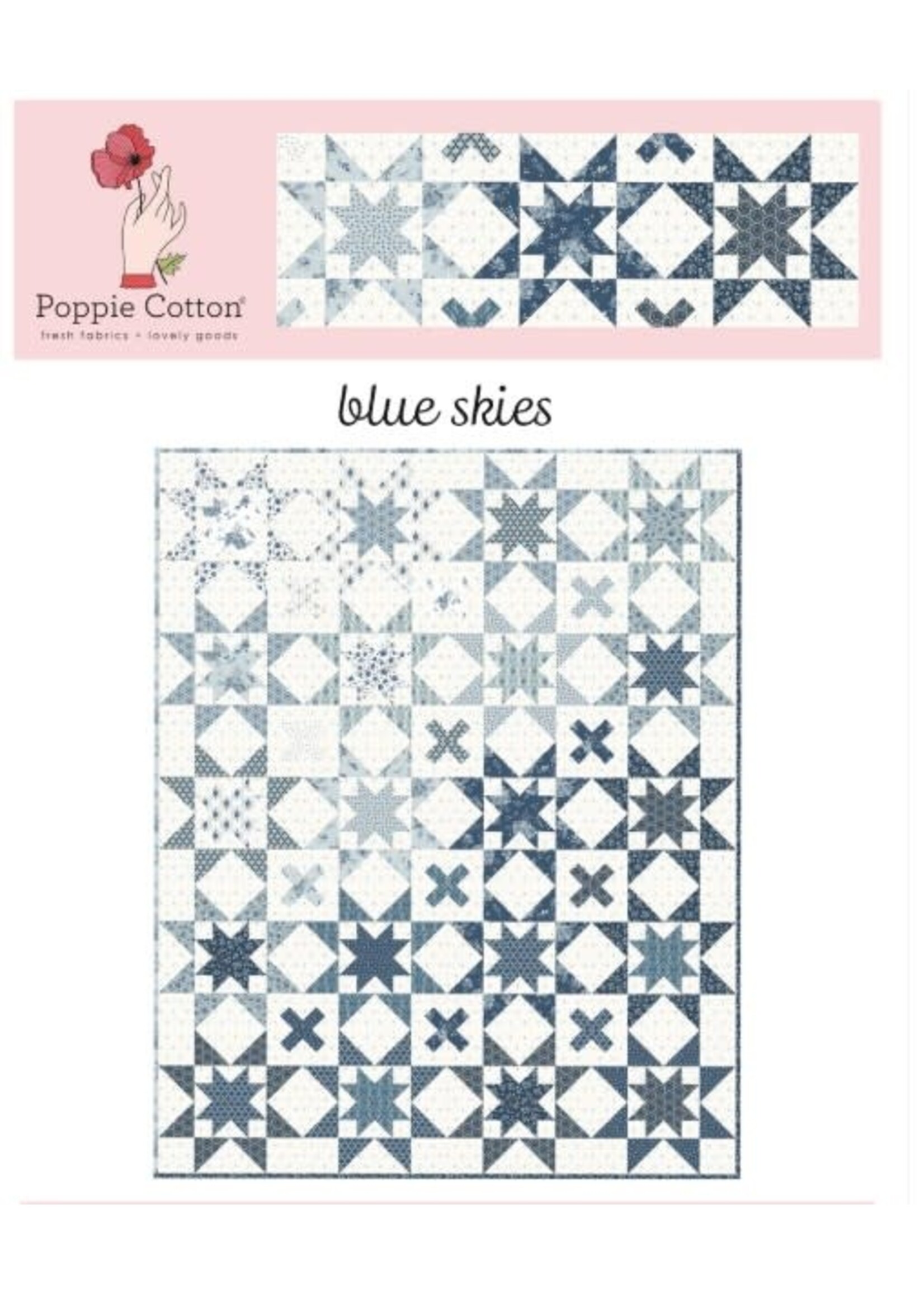Poppie Cotton Lakeland Blues - Hydrangeas - Dark - 25814