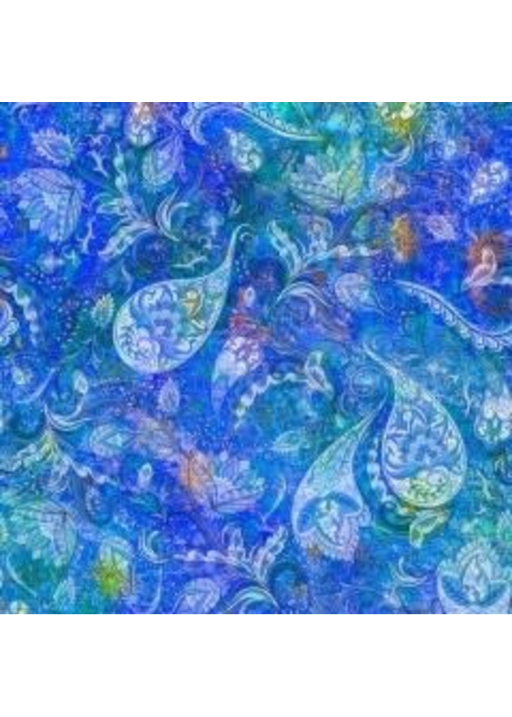 Hoffman Fabrics Floral Rhapsody - Splash - Blue - Coupon - 90 cm x 110 cm