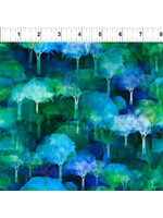 In The Beginning Urban Jungle - Trees Blue - 8UJ1 - Coupon - 75 cm x 110 cm