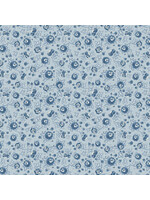 Poppie Cotton Lakeland Blues - Rose Damask - Medium - Coupon - 100 cm x 110 cm
