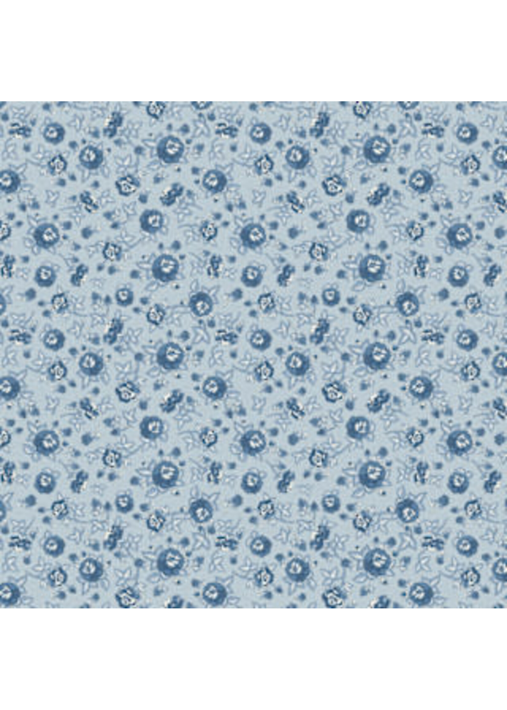 Poppie Cotton Lakeland Blues - Rose Damask - Medium - Coupon - 100 cm x 110 cm