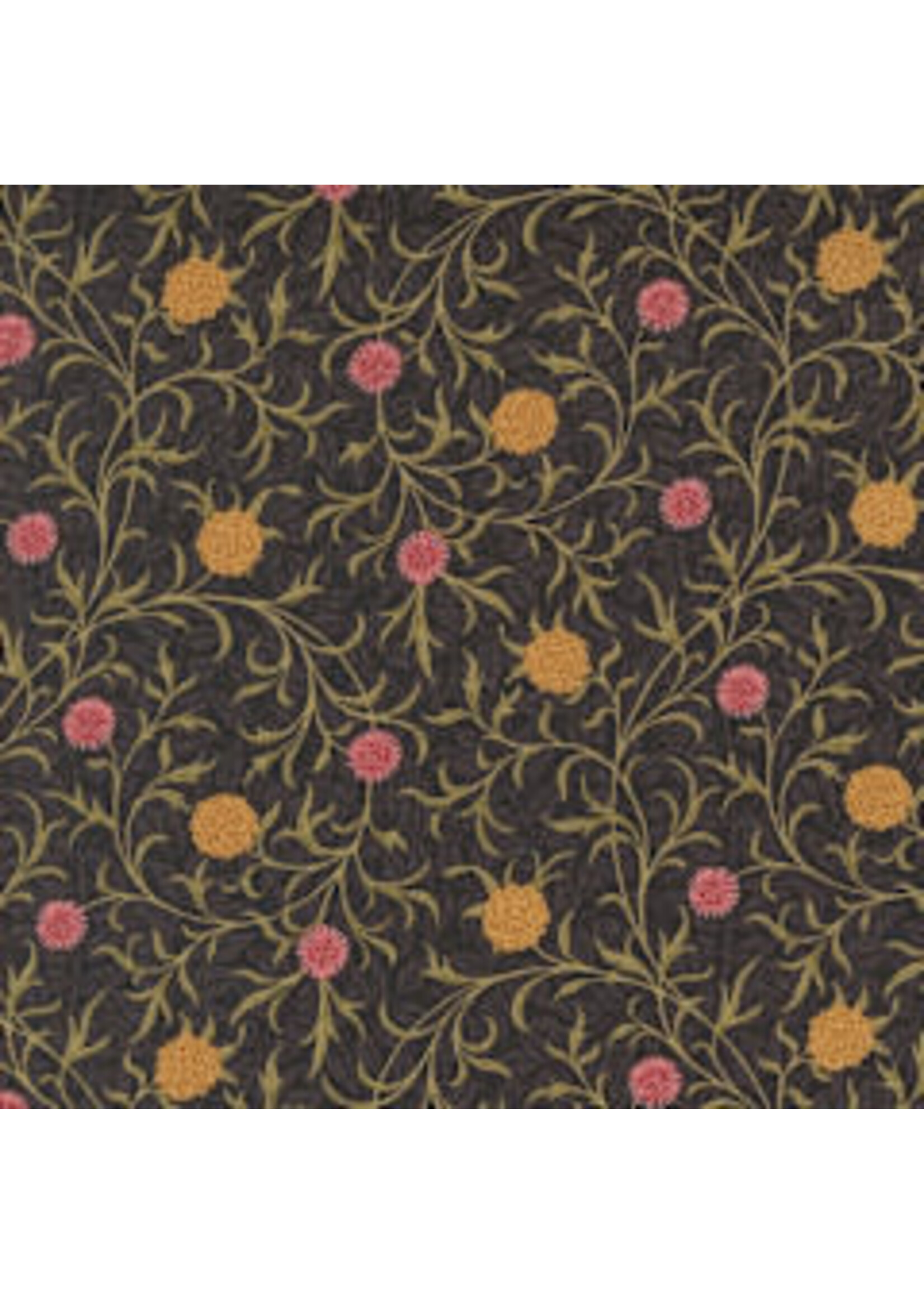 Moda Fabrics Morris Manor - Scroll Florals - Ebony - Coupon - 80 cm x 110 cm