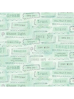 Benartex Studio Inspired Heart - Inspirations - Turquoise - Coupon - 100 cm x 110 cm