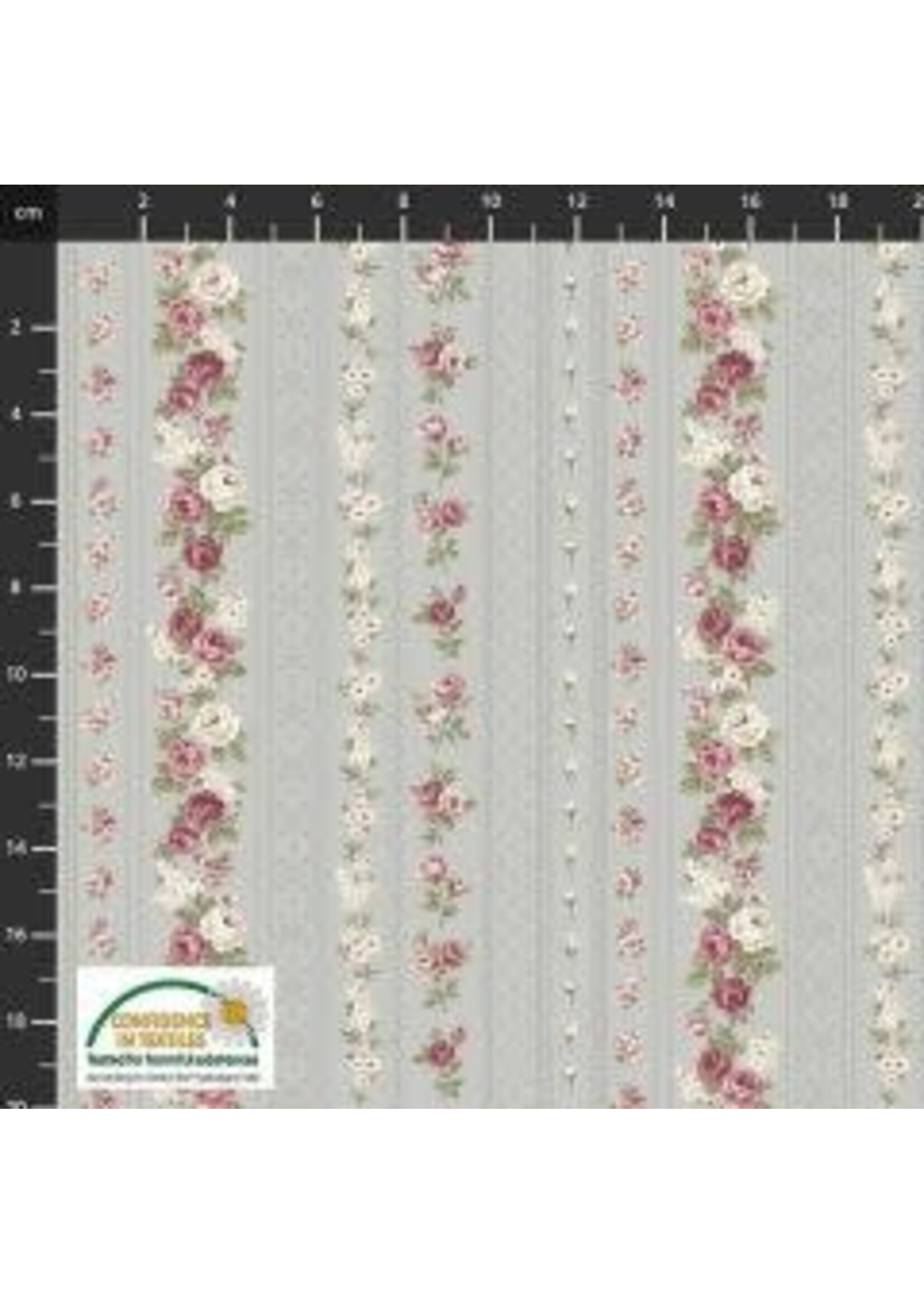 Stof Fabrics Sofie Rose - Stripes - Grey - Coupon - 100 cm x 110 cm