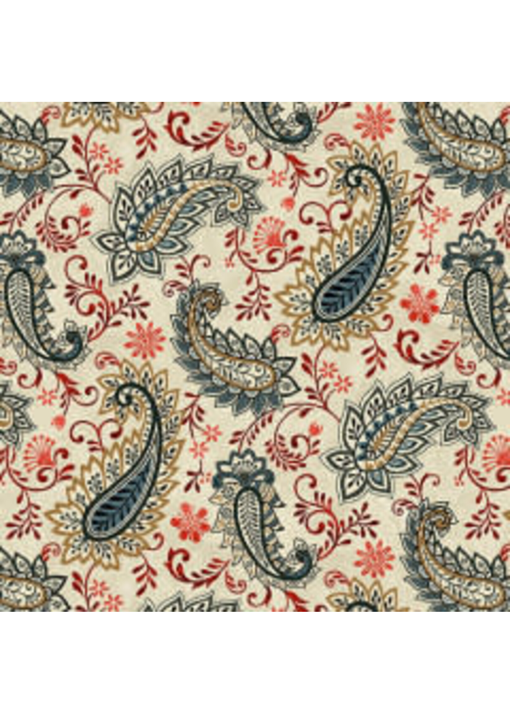 Studio E Fabrics Le Poulet - Paisley - Cream - Coupon - 100 cm x 110 cm