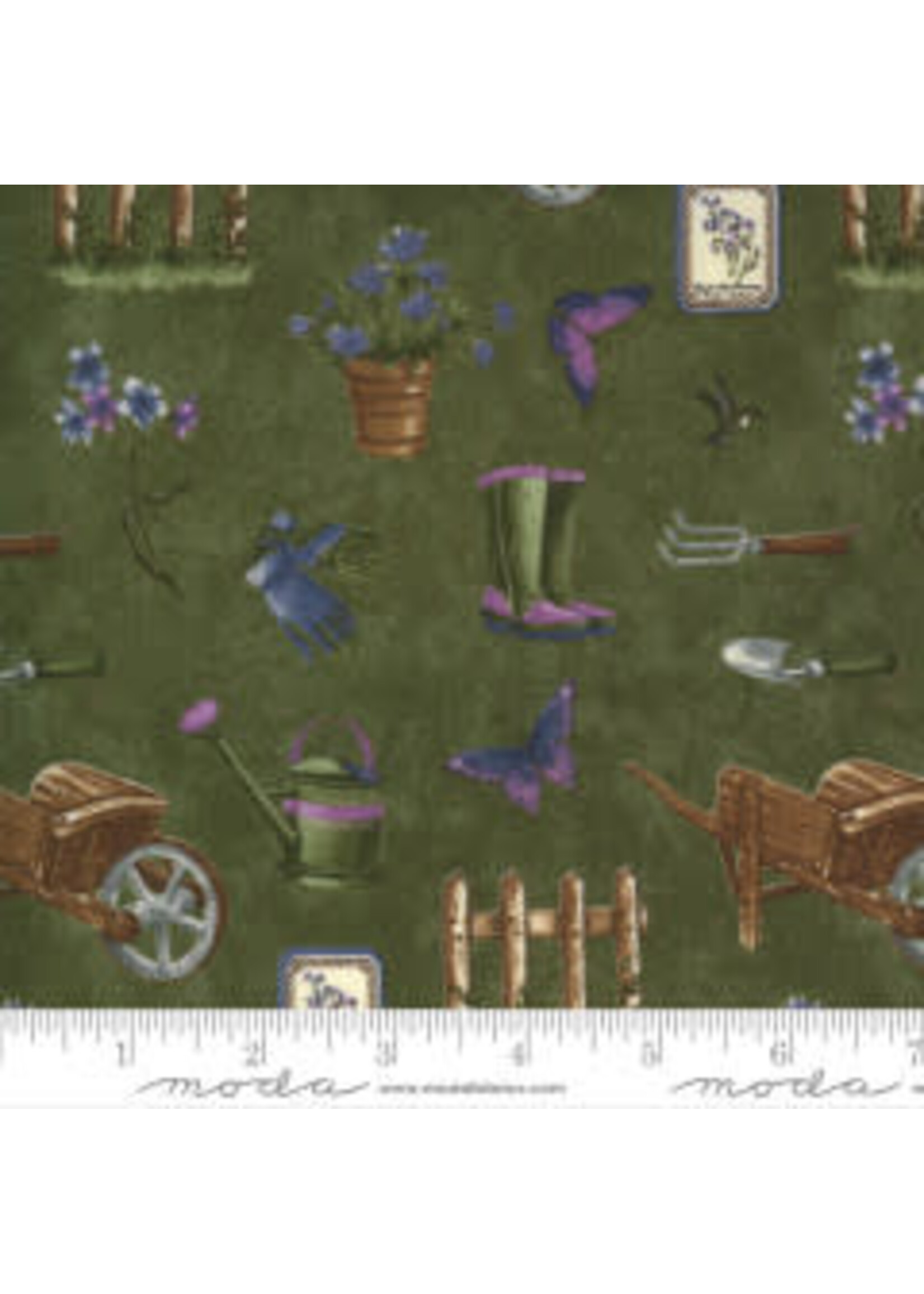 Moda Fabrics Violet Hill - Elements Gardening - Moss - Coupon - 100 cm x 110 cm