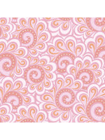 Benartex Studio Free Motion Fantasy - Swirl Feather - Pink - Coupon - 85 cm x 110 cm