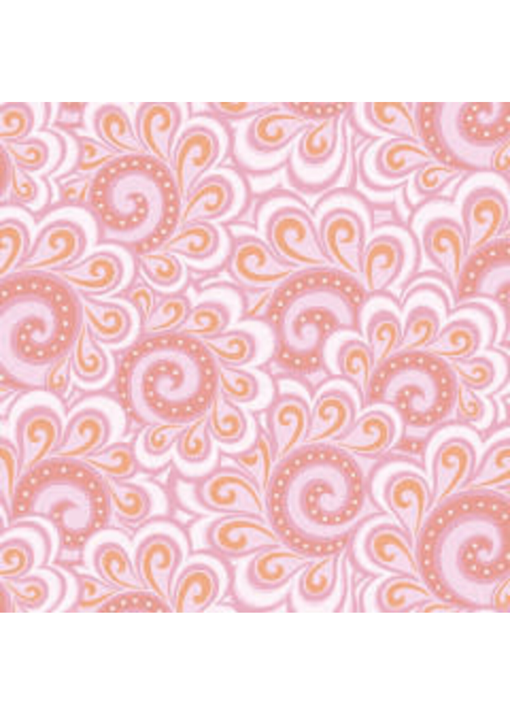 Benartex Studio Free Motion Fantasy - Swirl Feather - Pink - Coupon - 85 cm x 110 cm