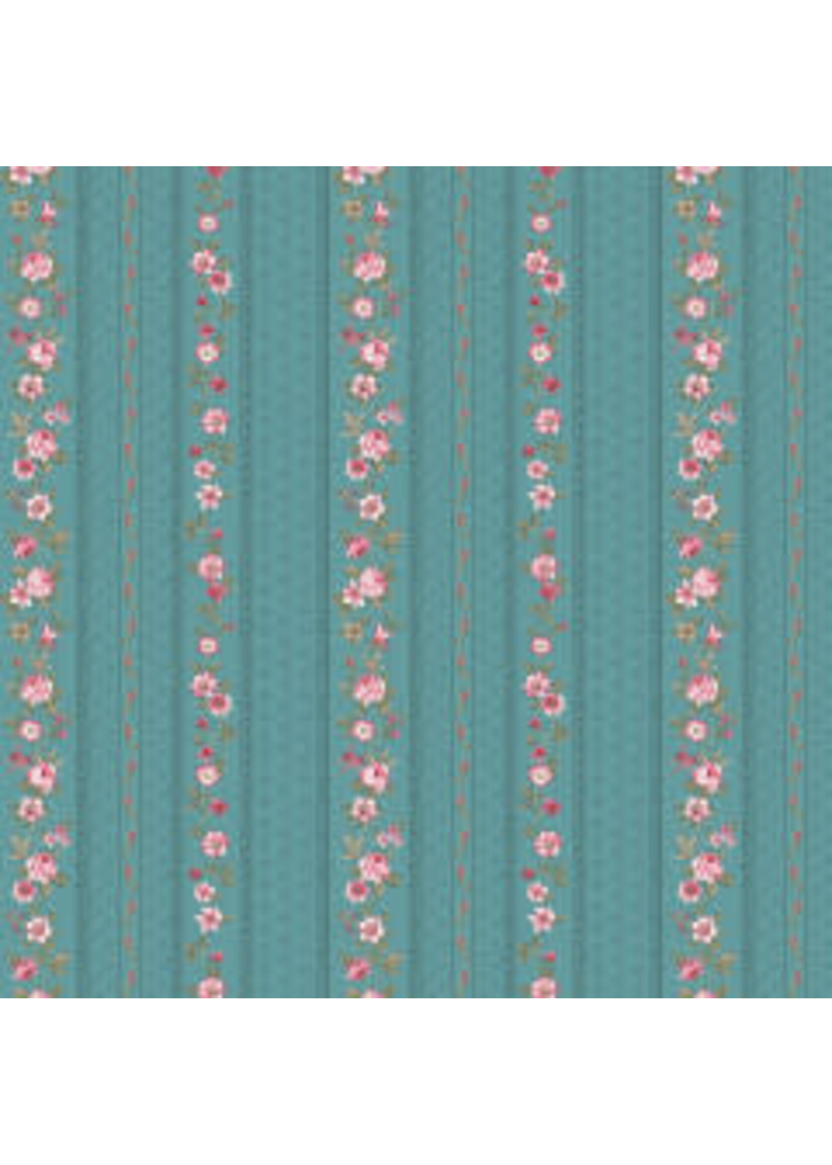 Stof Fabrics Juliet Roses - Strips - Blue - Coupon - 100 cm x 110 cm