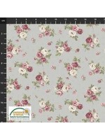 Stof Fabrics Sofie Rose - Bouquet Small - Grey - Coupon - 65 cm x 110 cm
