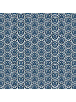 Poppie Cotton Lakeland Blues - Tri-Damask - Dark - Coupon - 70 cm x 110 cm