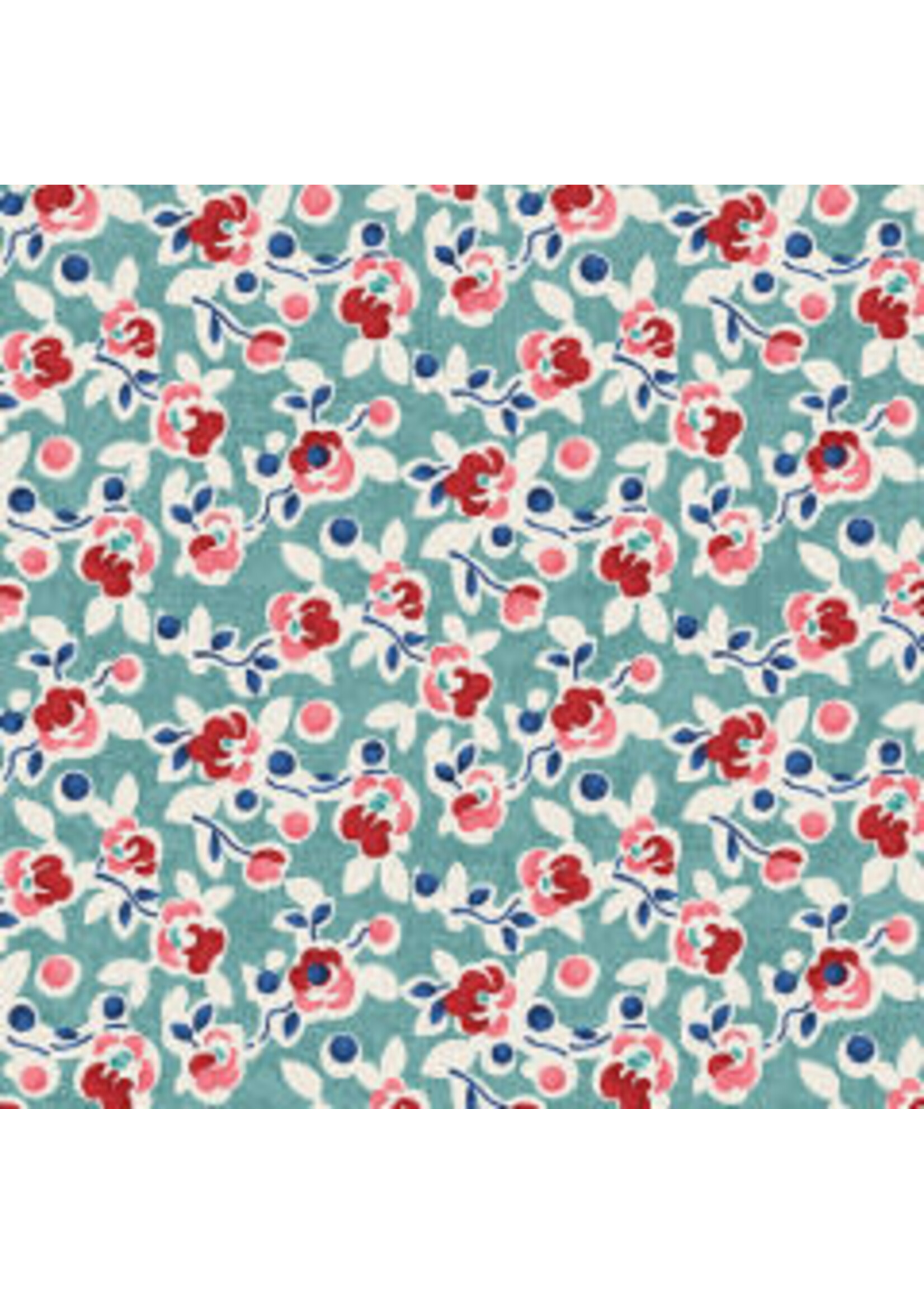 Benartex Studio Wander Lane - Posies - Blue Grass - Coupon - 100 cm x 110 cm