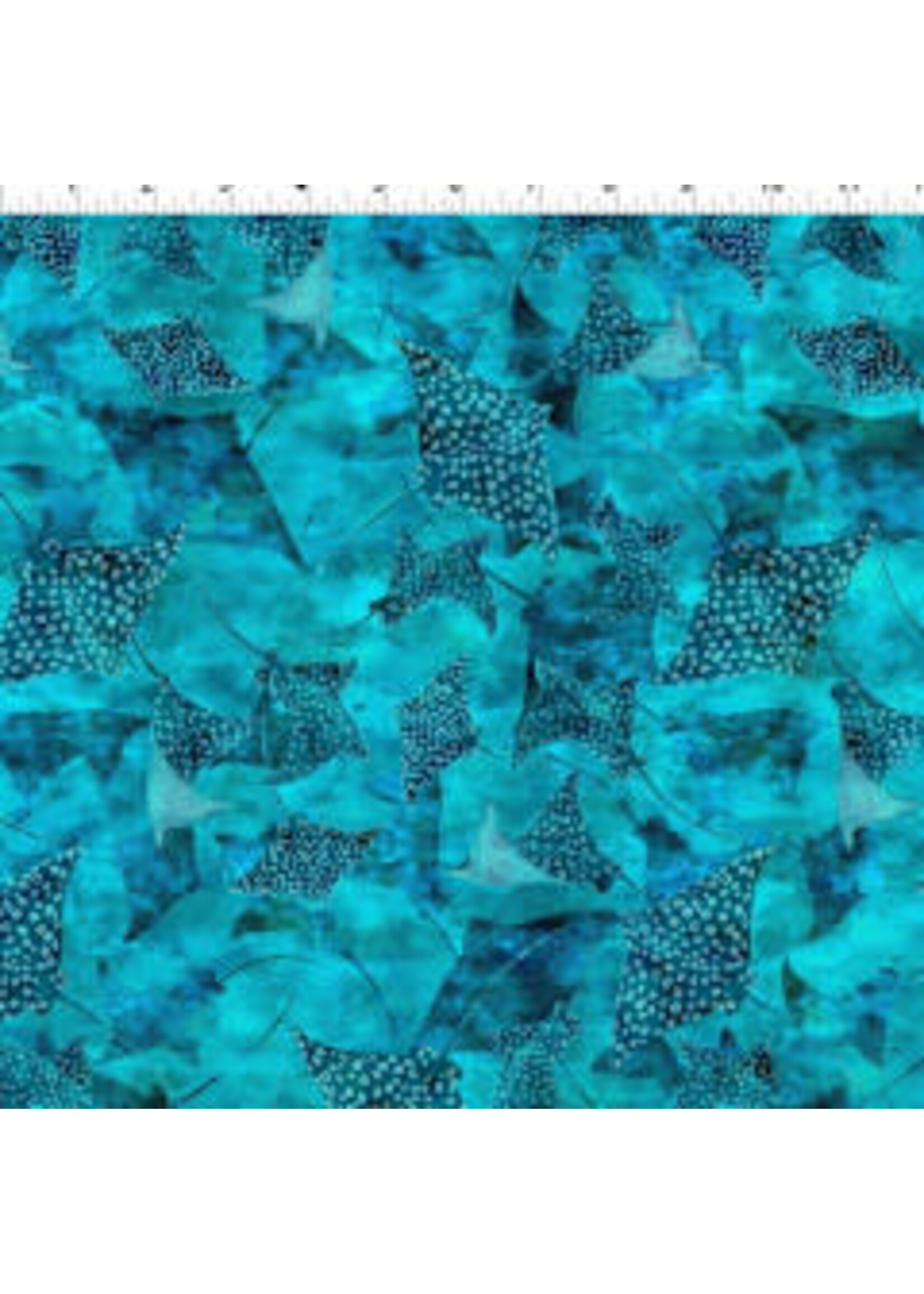 In The Beginning Calypso III - Stingrays - Teal - 36CAL2 - Coupon - 80 cm x 110 cm