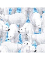 QT Fabrics Northern Lights - Polar Bear - Blue - Coupon - 100 cm x 110 cm