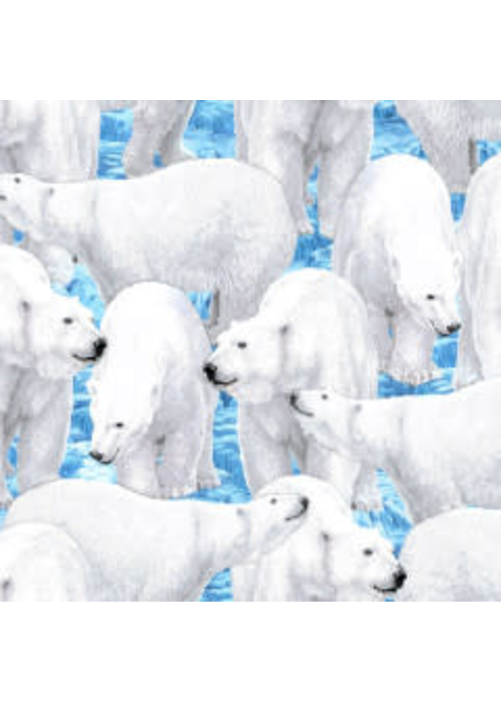 QT Fabrics Northern Lights - Polar Bear - Blue - Coupon - 100 cm x 110 cm