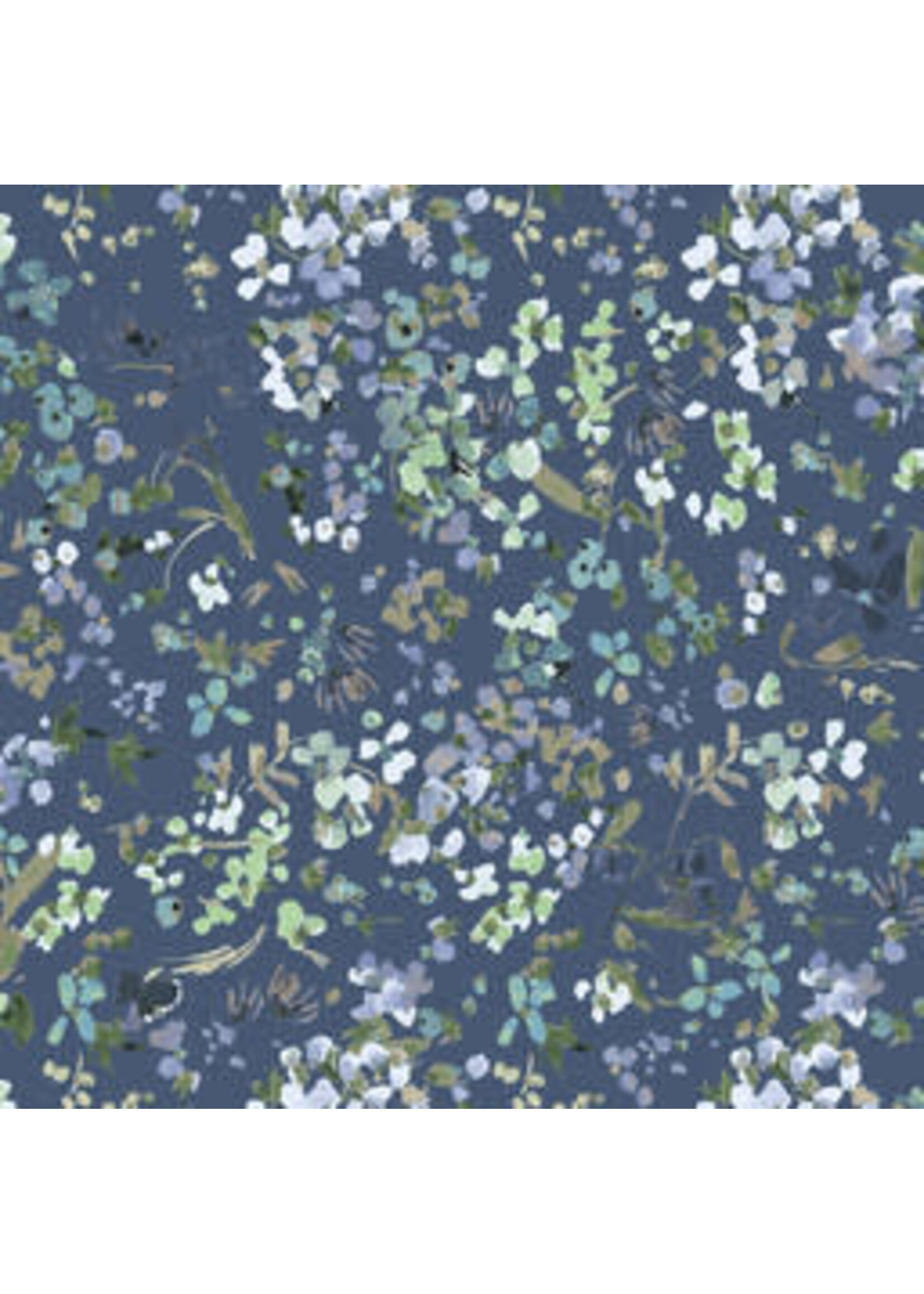 Windham Fabrics Floret - Wildflower - Blue Thistle - Coupon - 75 cm x 110 cm