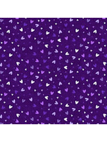 Stof Fabrics Quilting Rainbow - Hearts - Purple - Coupon - 95 cm x 110 cm