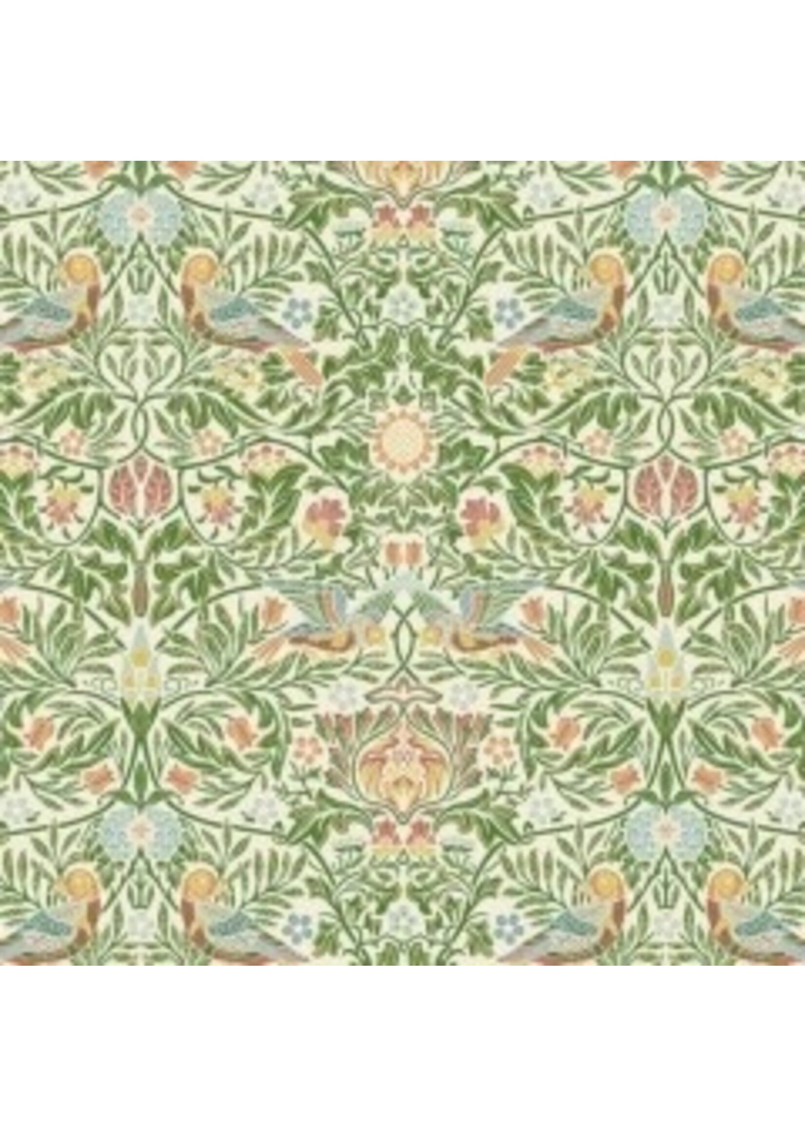 Morris & Co Emery Walker - Bird - Boughs Green - Coupon - 80 cm x 110 cm